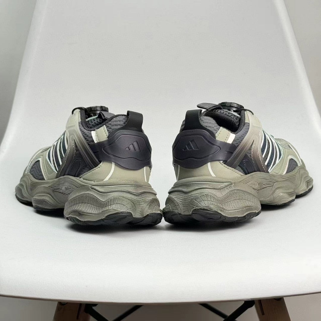 Adidas XLG Runner Deluxe runner dad shoes" olive green, black"