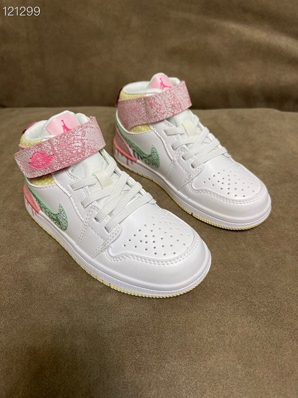 Joe's high-top Velcro children's shoes" white, pink, green"