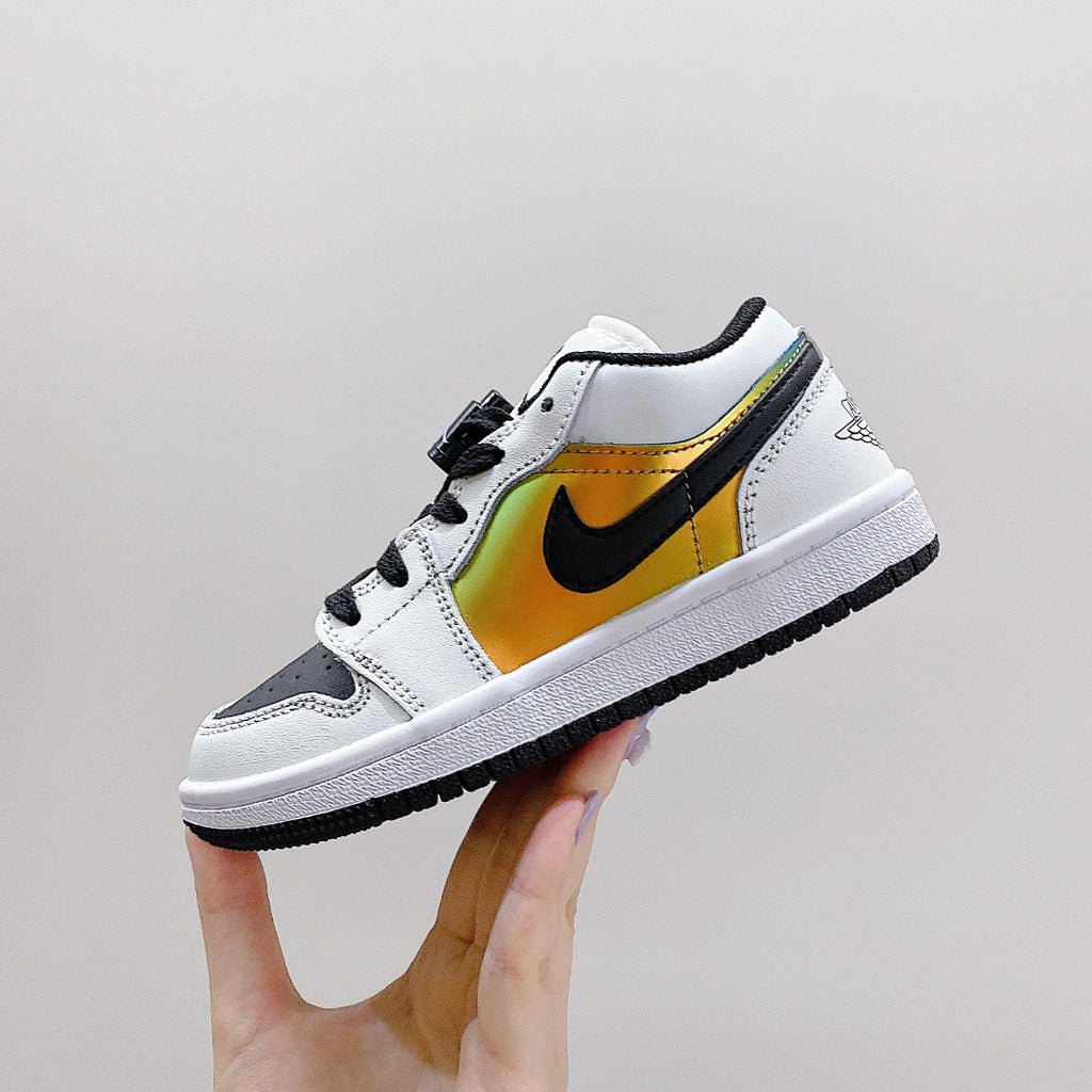 Joe 1 low-top elastic buckle parent-child shoes" white, yellow, gray"