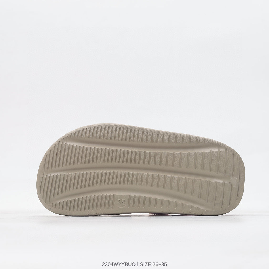 Nike three-bar closed-toe sandals" cream, white"