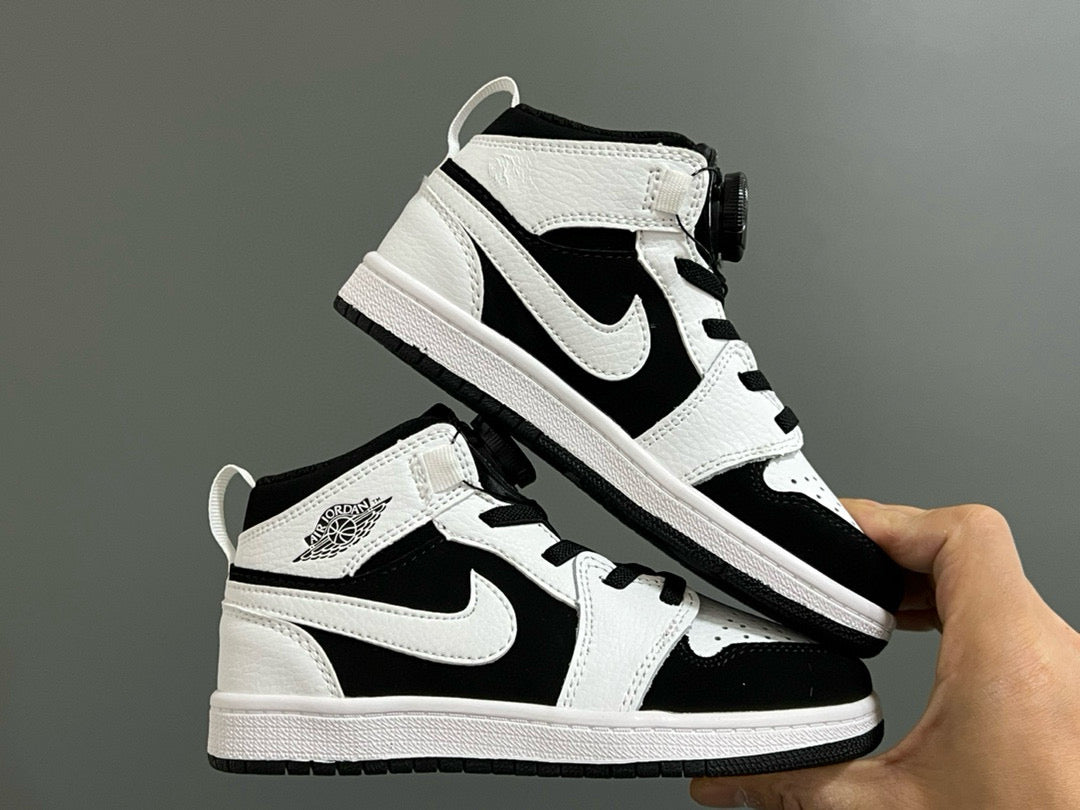Qiaoyi mid-cut buckle children's shoes" white, black"