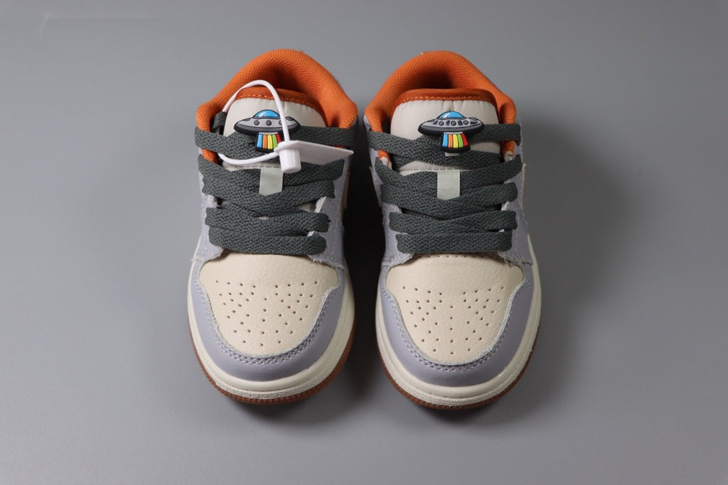 Jordan low-top first generation cartoon children's shoes" cream, red, gray"