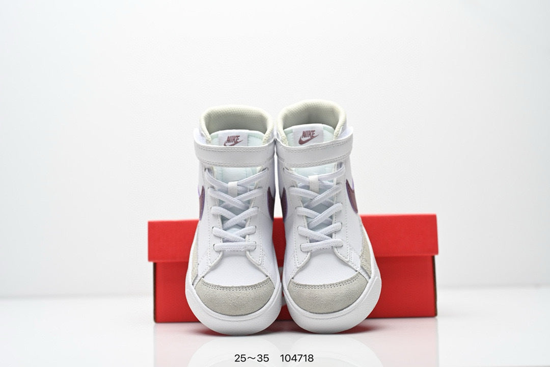 Nike Trail Blazers High-Top Velcro Kids Shoes" white"