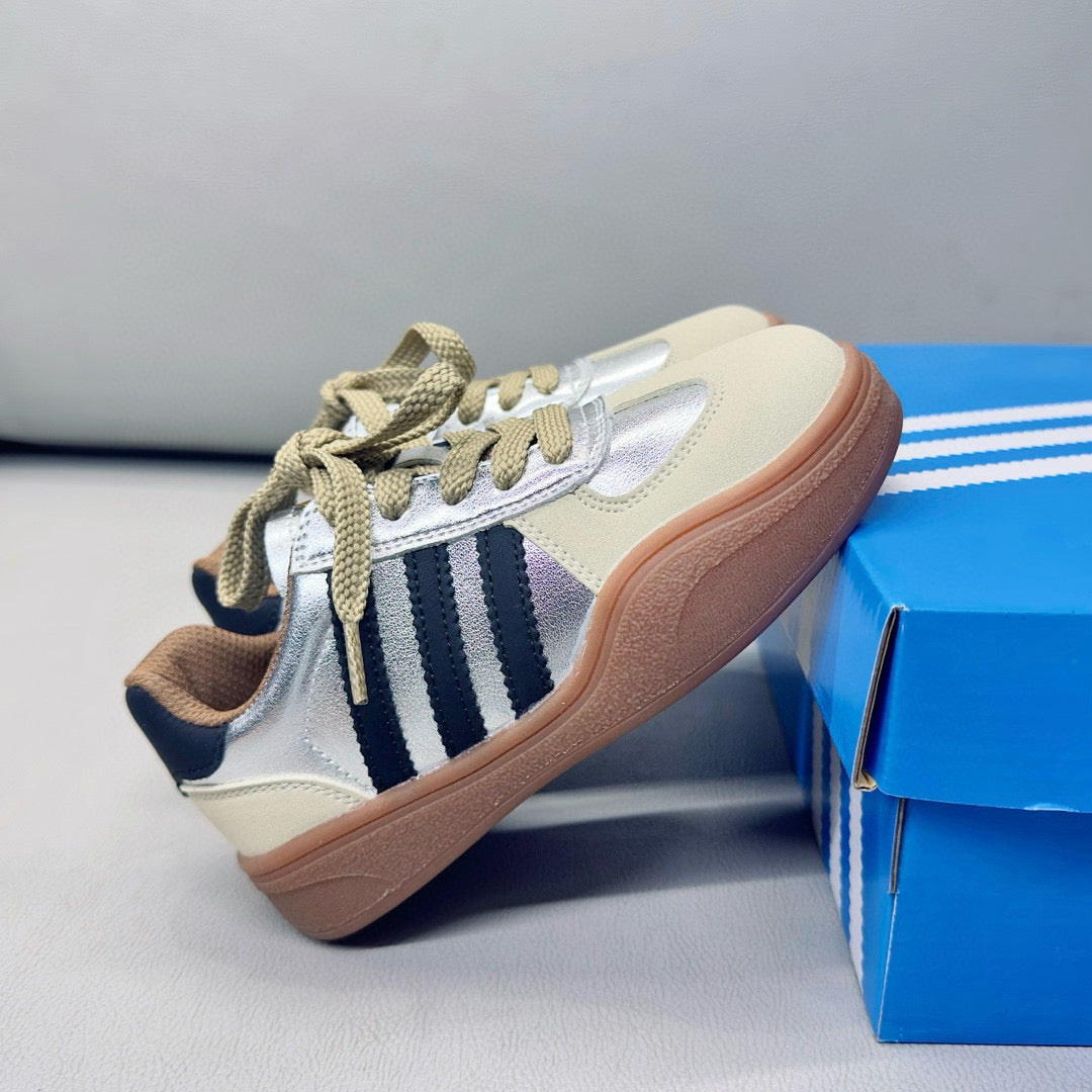 Adidas third generation children's German training shoes" white, silver"