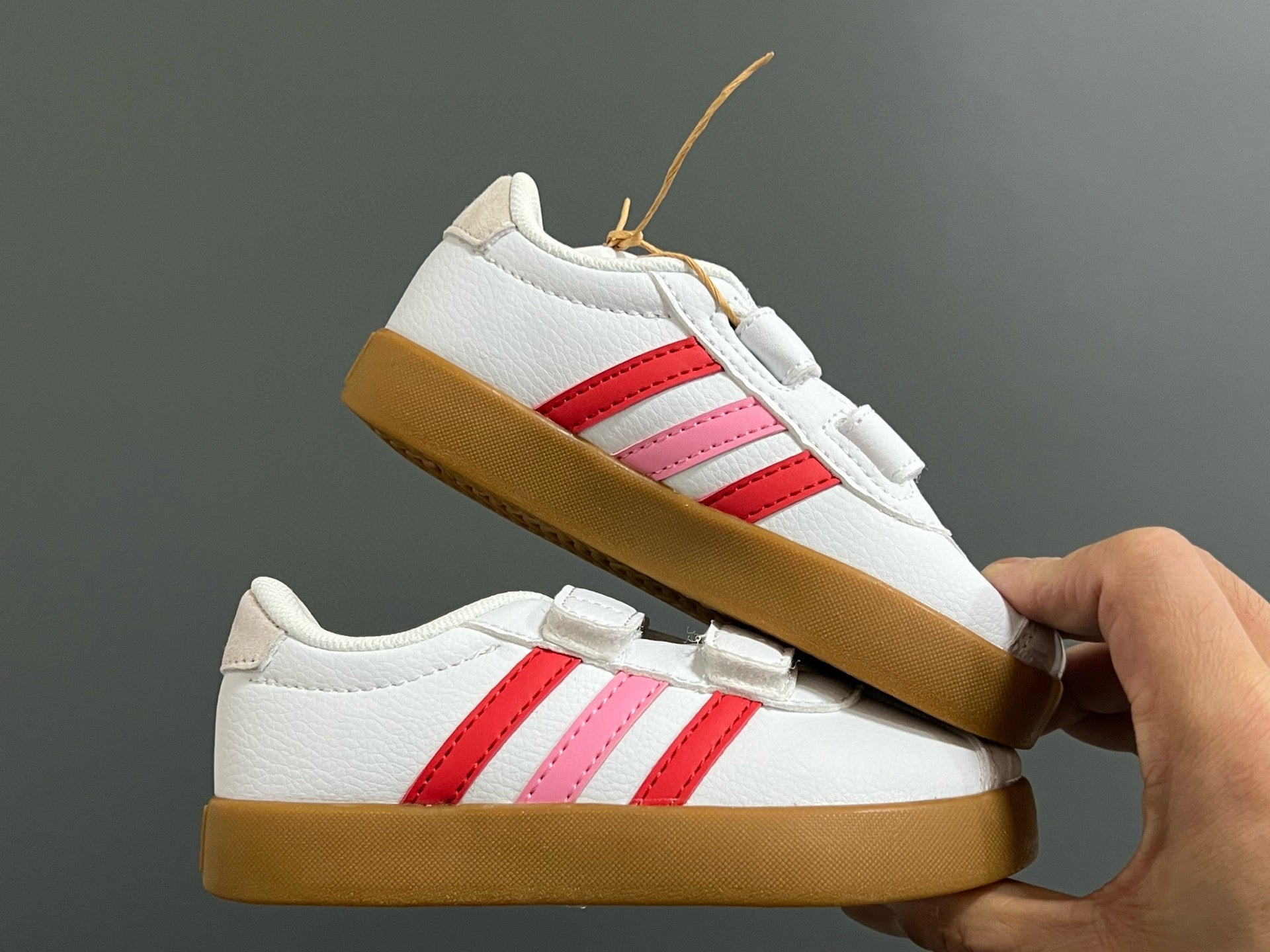 Adidas tennis shoes" white, red, pink"