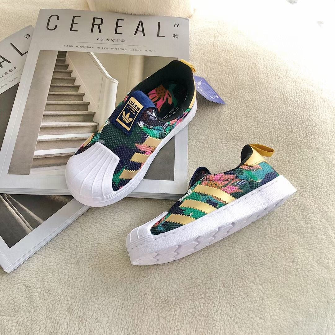 Adidas one-step soft mesh shoes for children" white, green"