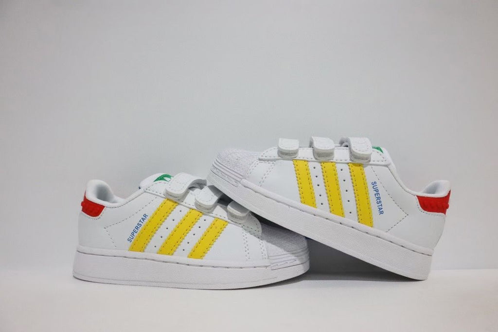 Shell toe two-layer cartoon children's shoes" white, yellow"