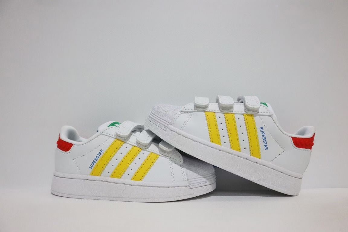 Shell toe two-layer cartoon children's shoes" white, yellow"