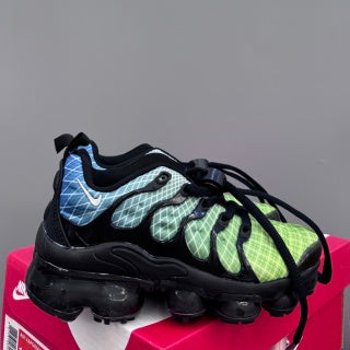 Nike AIR MAX plus full-length air cushion"  lime green, & light blue"