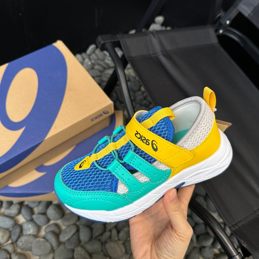 Asics children's tire hiking shoes "  yellow, blue (royal blue and teal)"