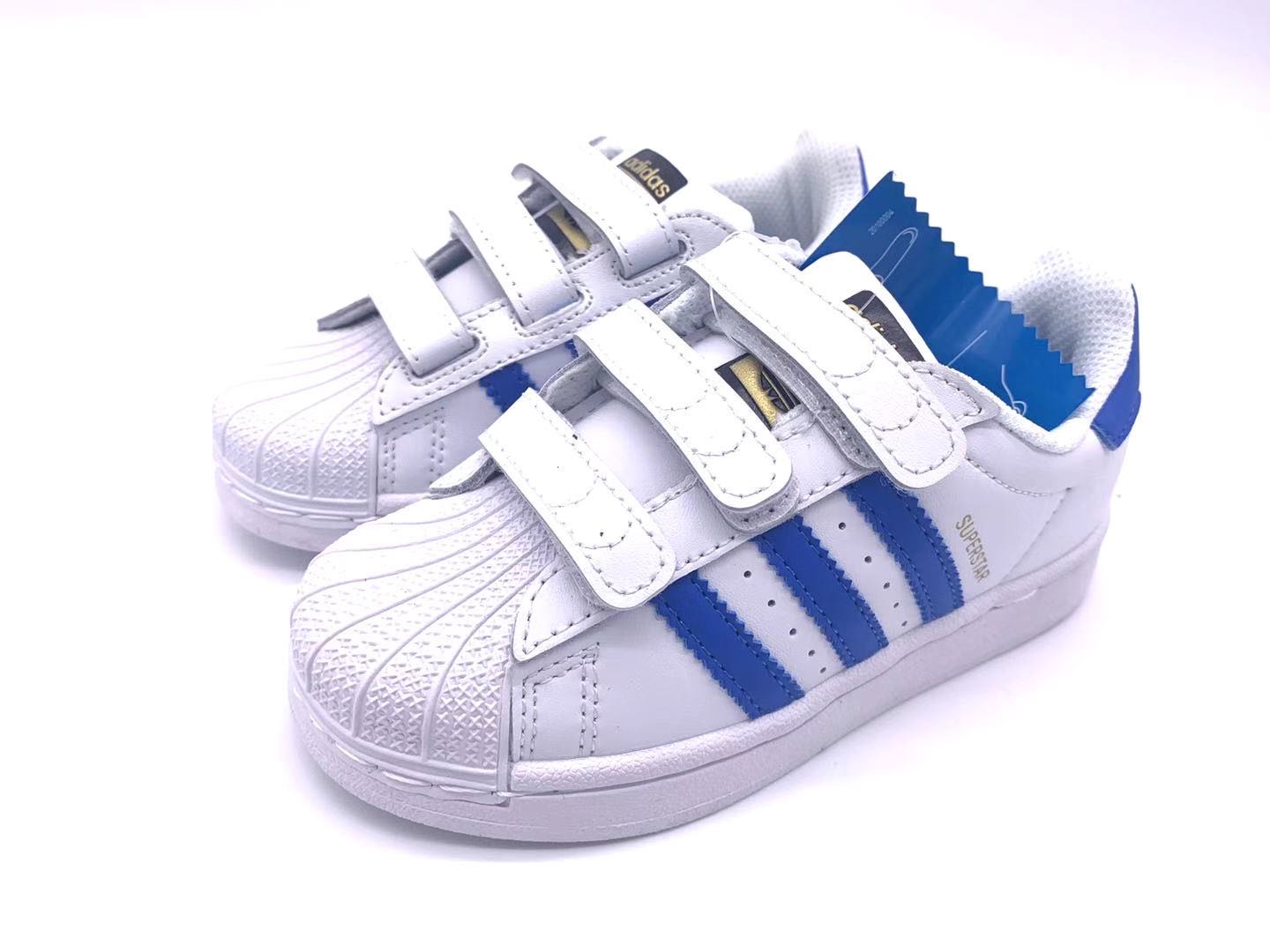 Adidas classic shell toe children's shoes" white, blue"
