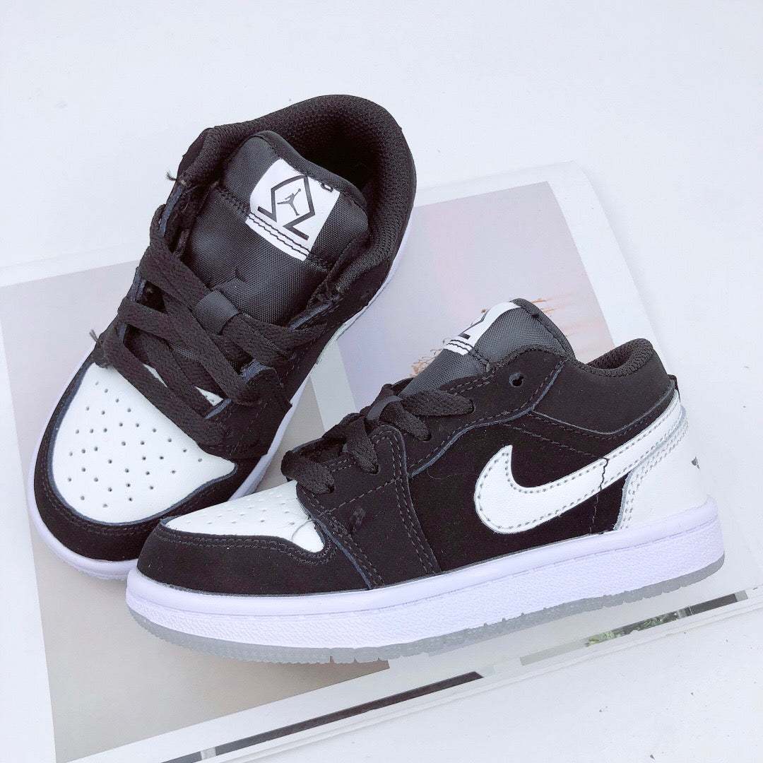 Joe 1 low-top elastic buckle parent-child shoes" black, white"