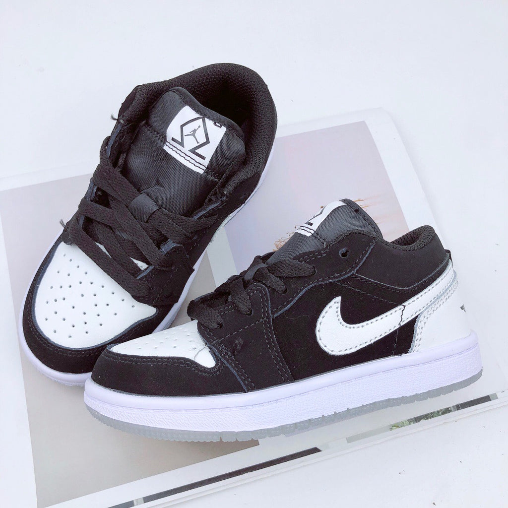 Joe 1 low-top elastic buckle parent-child shoes" black, white"