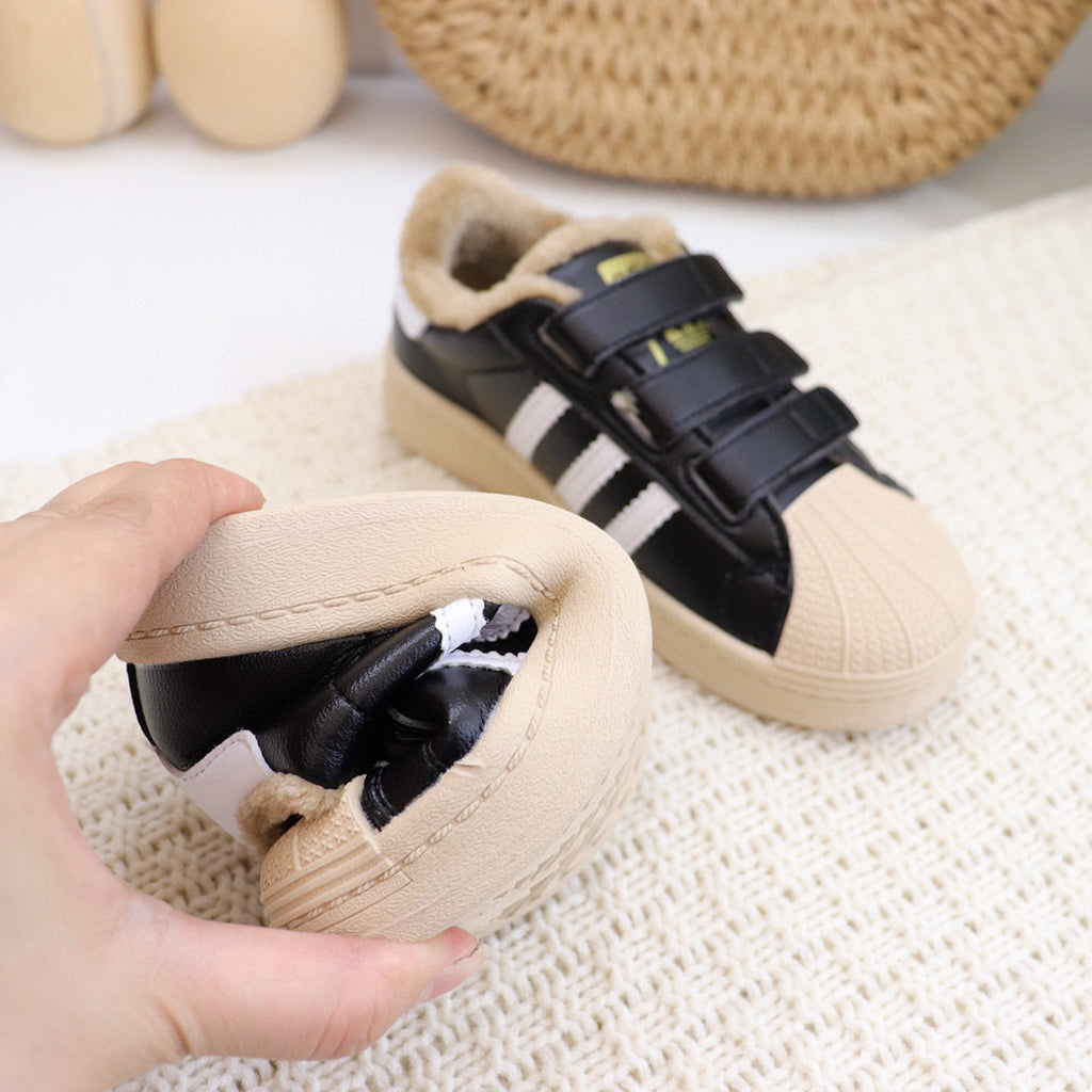 Adidas clover Velcro shell toe plus velvet sneakers" black, beige"