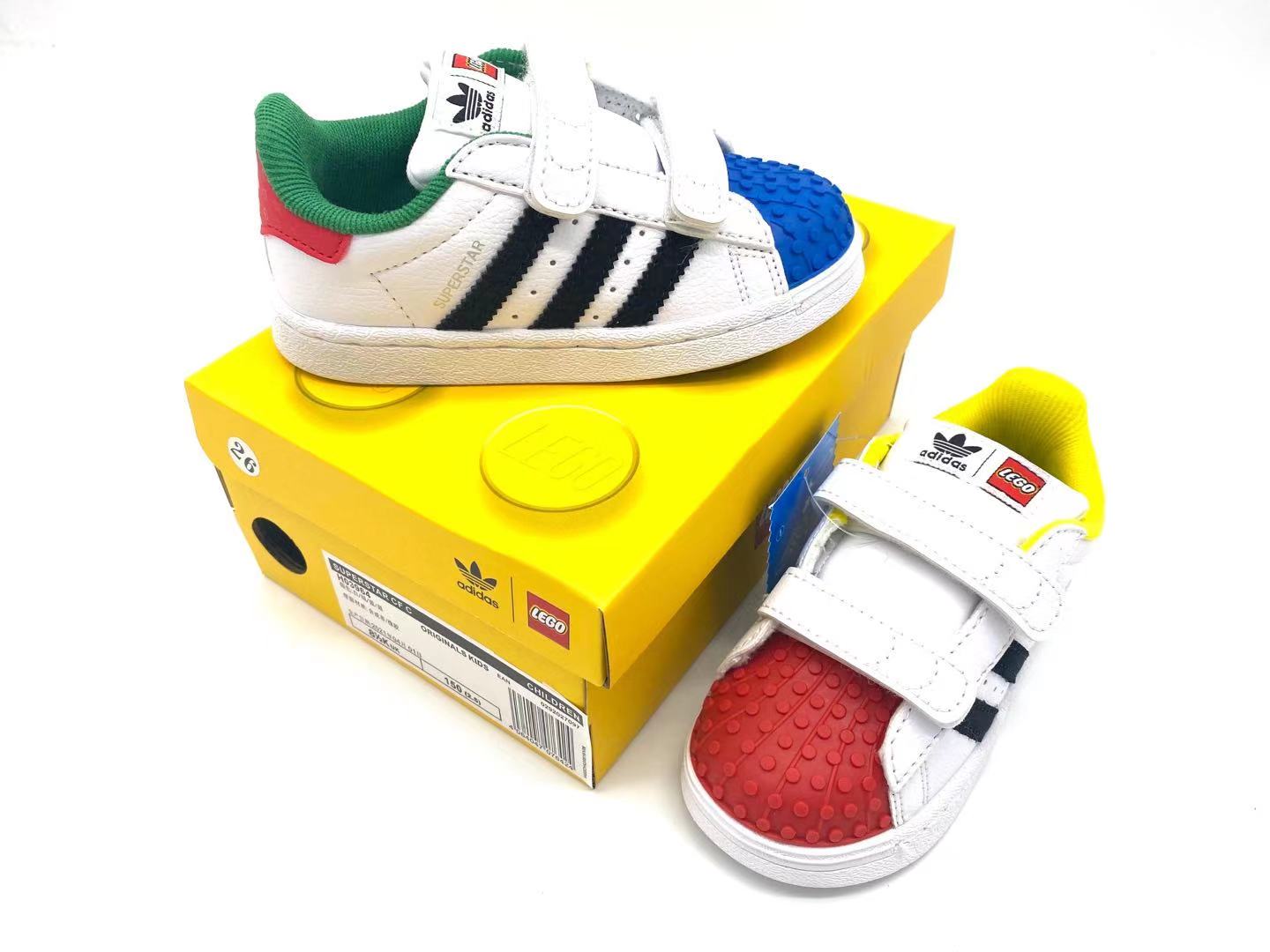 Adidas classic shell toe children's shoes" white, red, blue, green"