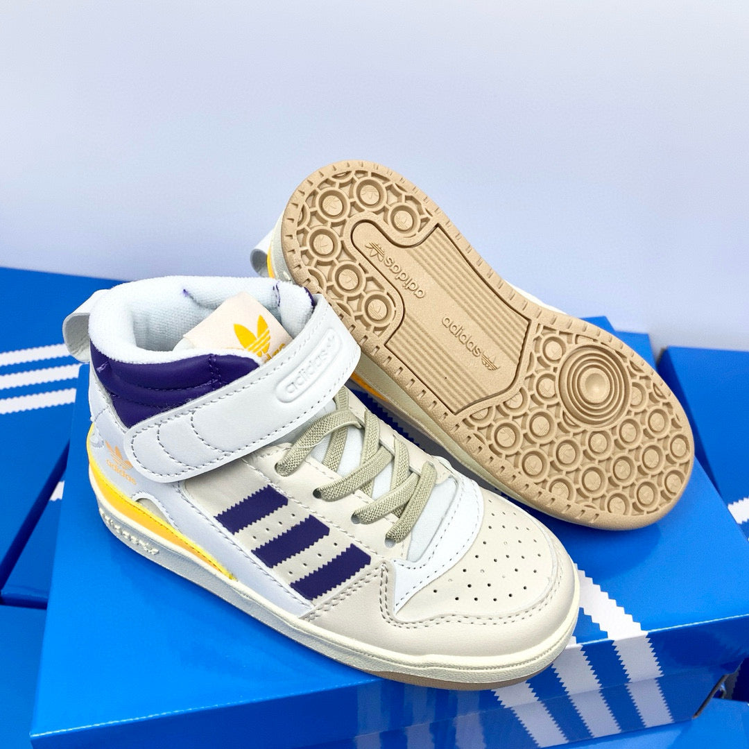 Adidas 84 high-top children's shoes" white, blue, yellow"