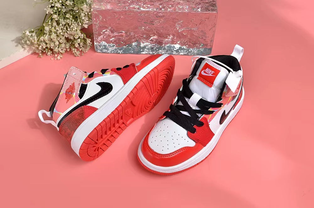 Jordan AJ1 children's shoes" white, red"