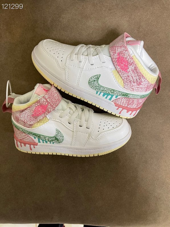 Joe's high-top Velcro children's shoes" white, pink, green"