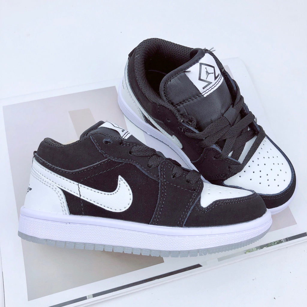 Joe 1 low-top elastic buckle parent-child shoes" black, white"