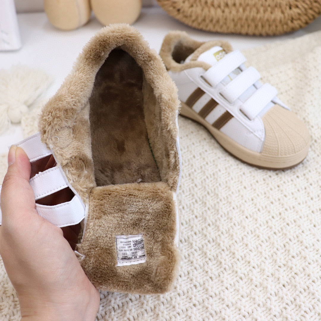 Adidas clover Velcro shell toe plus velvet sneakers" white, beige"