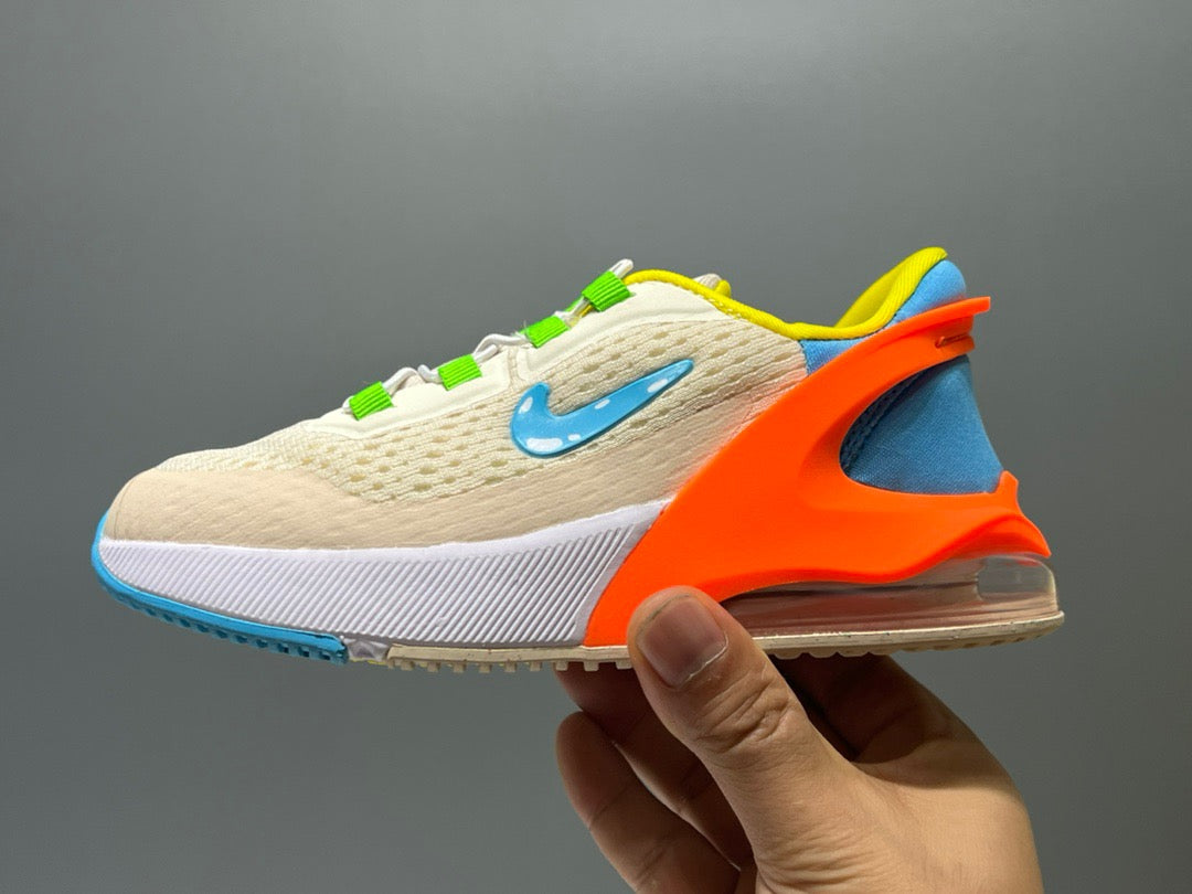 Nike 270 third generation elastic band air cushion children's shoes" light orange, red, blue"