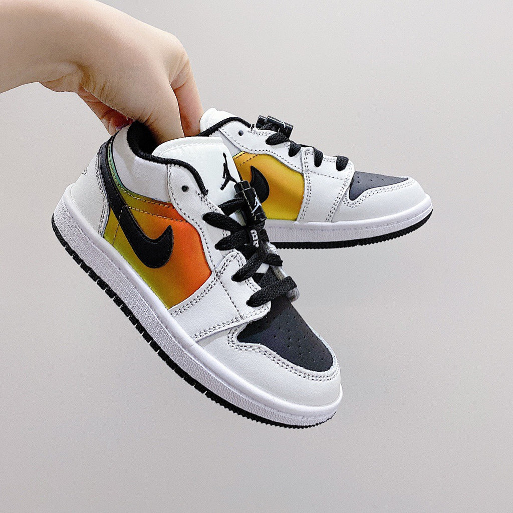 Joe 1 low-top elastic buckle parent-child shoes" white, yellow, gray"