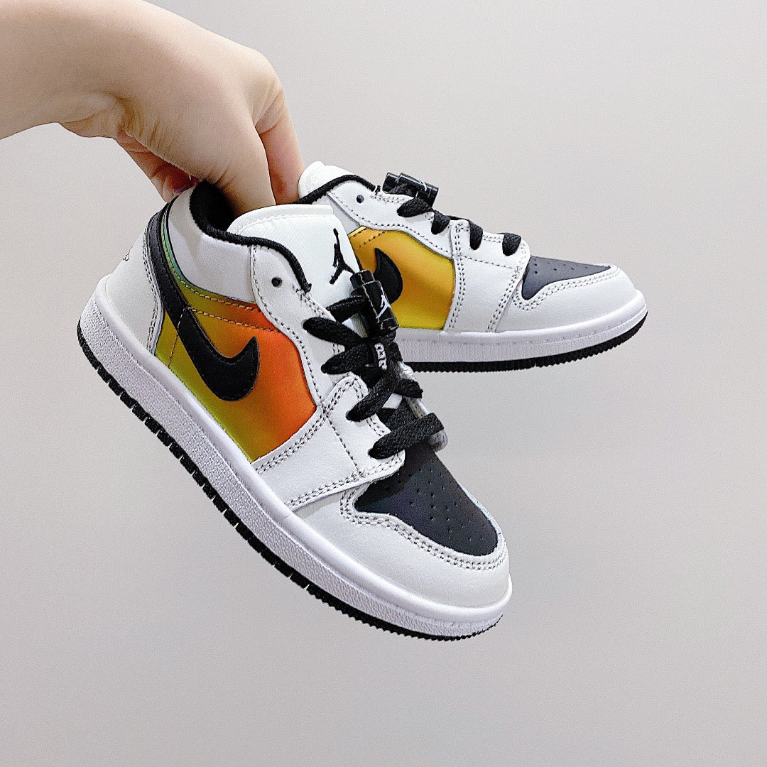 Joe 1 low-top elastic buckle parent-child shoes" white, yellow, gray"