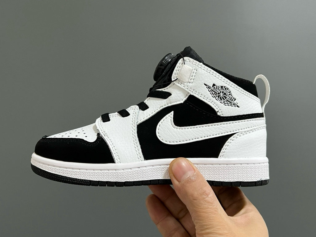 Qiaoyi mid-cut buckle children's shoes" white, black"