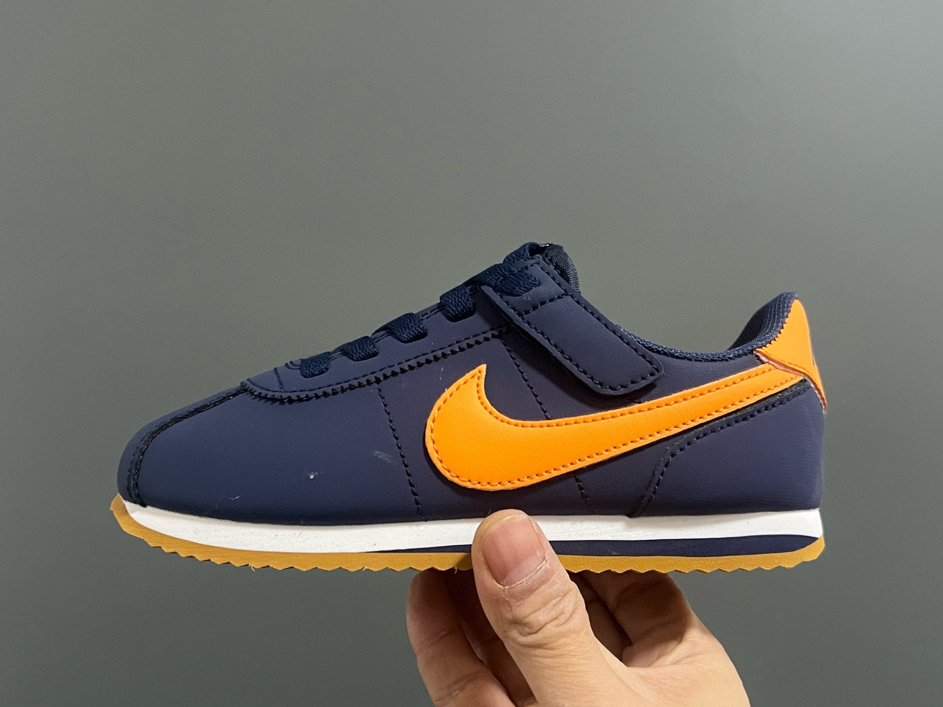 Nike Forrest Gump Classic Velcro Kids Shoes" Navy"