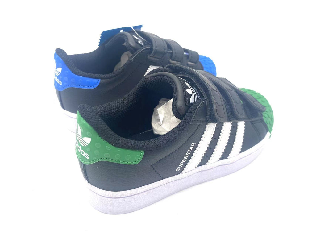 Adidas classic shell toe children's shoes" black, blue, green"