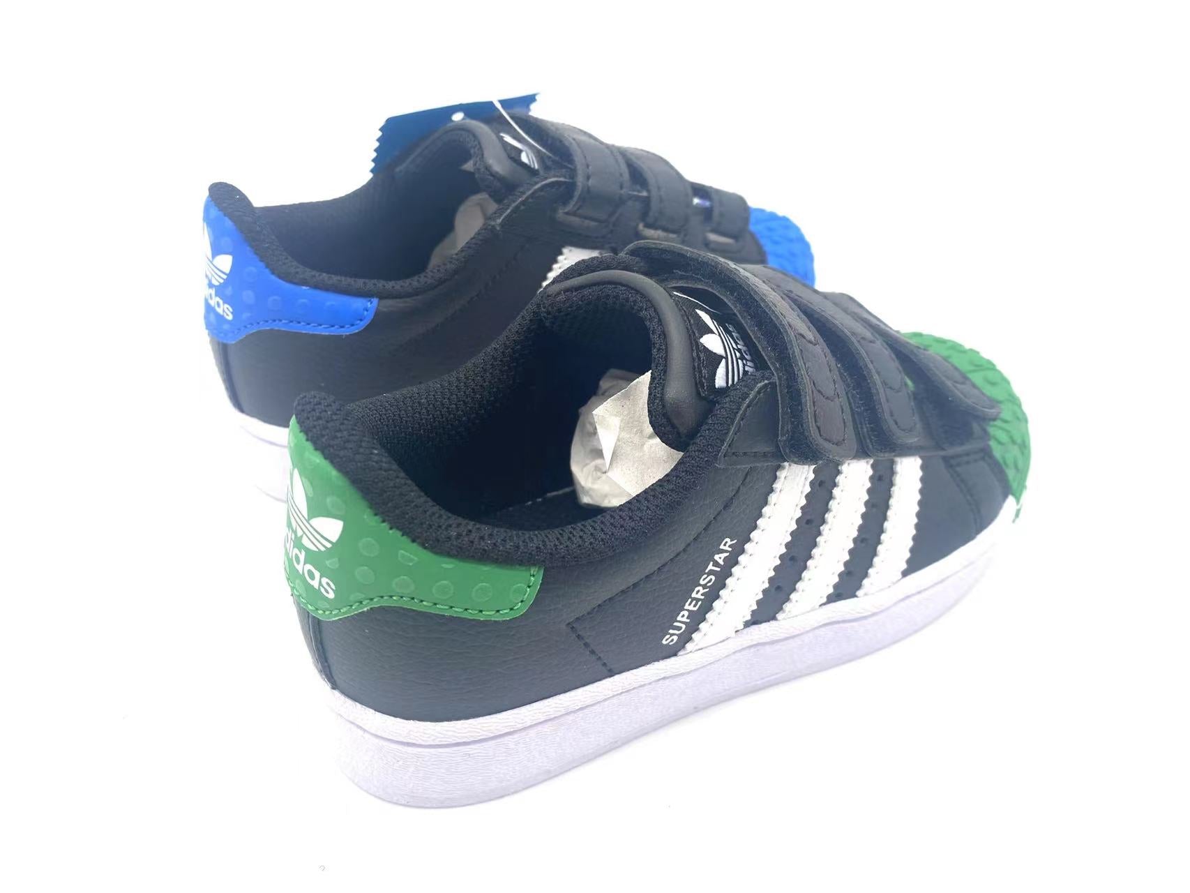 Adidas classic shell toe children's shoes" black, blue, green"