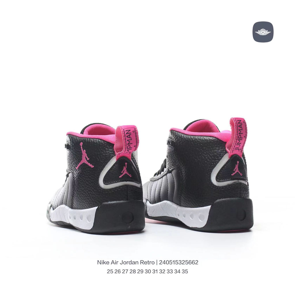 Jordan Retro-combat basketball shoes " black, white, pink"