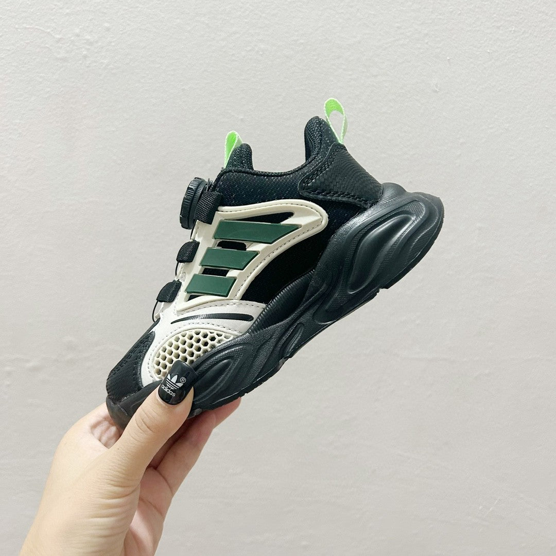 AD rotating button children's shoes" black, olive green"