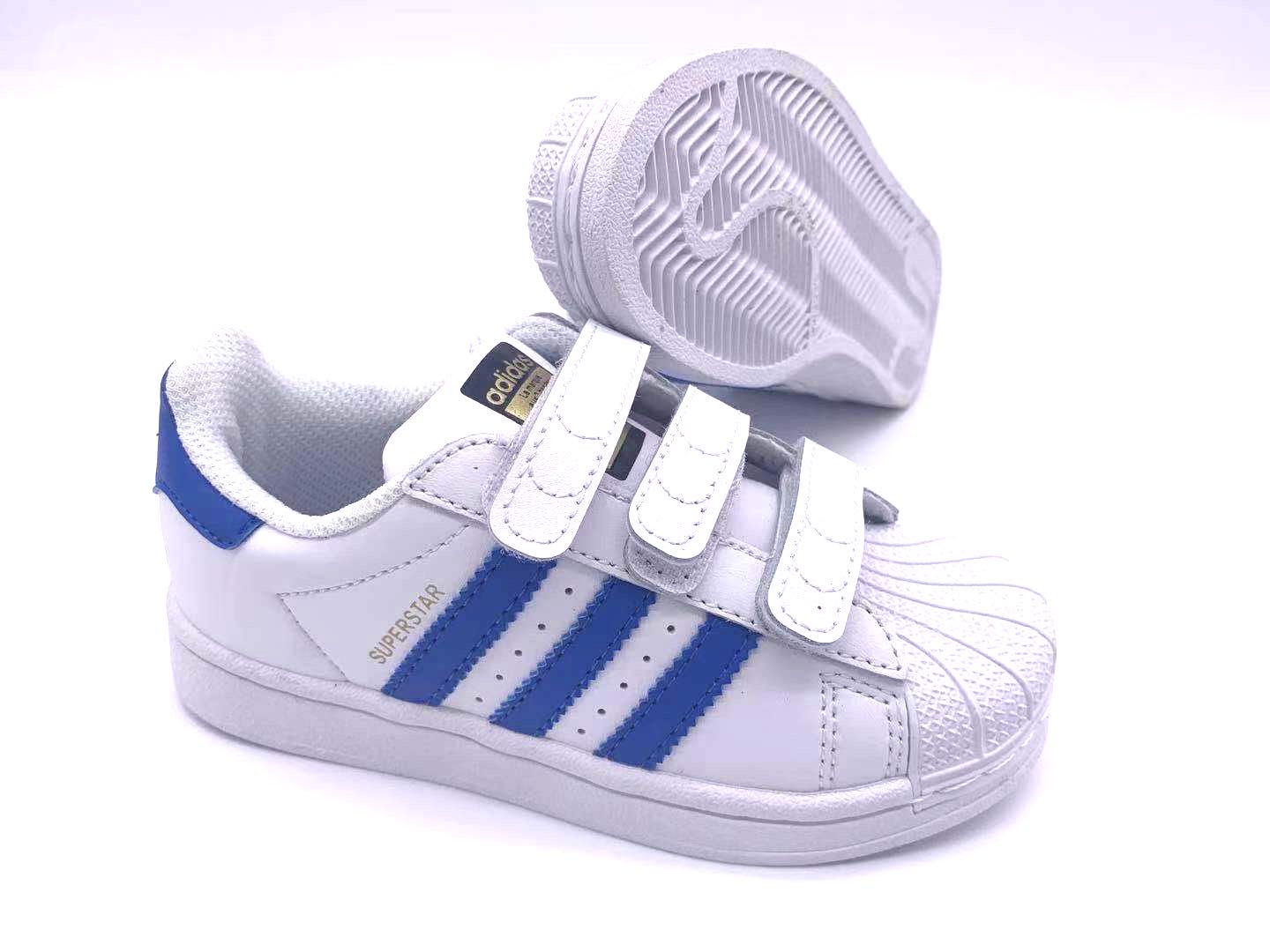 Adidas classic shell toe children's shoes" white, blue"