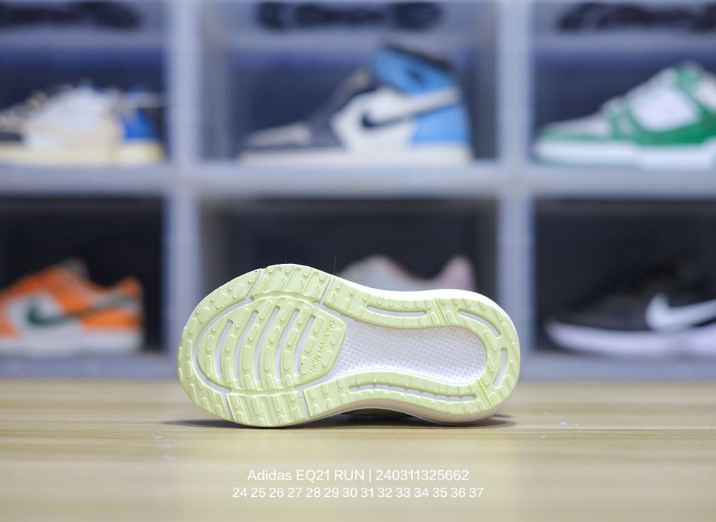 EQT Adidas popcorn lock shoes for children" white, lime green"