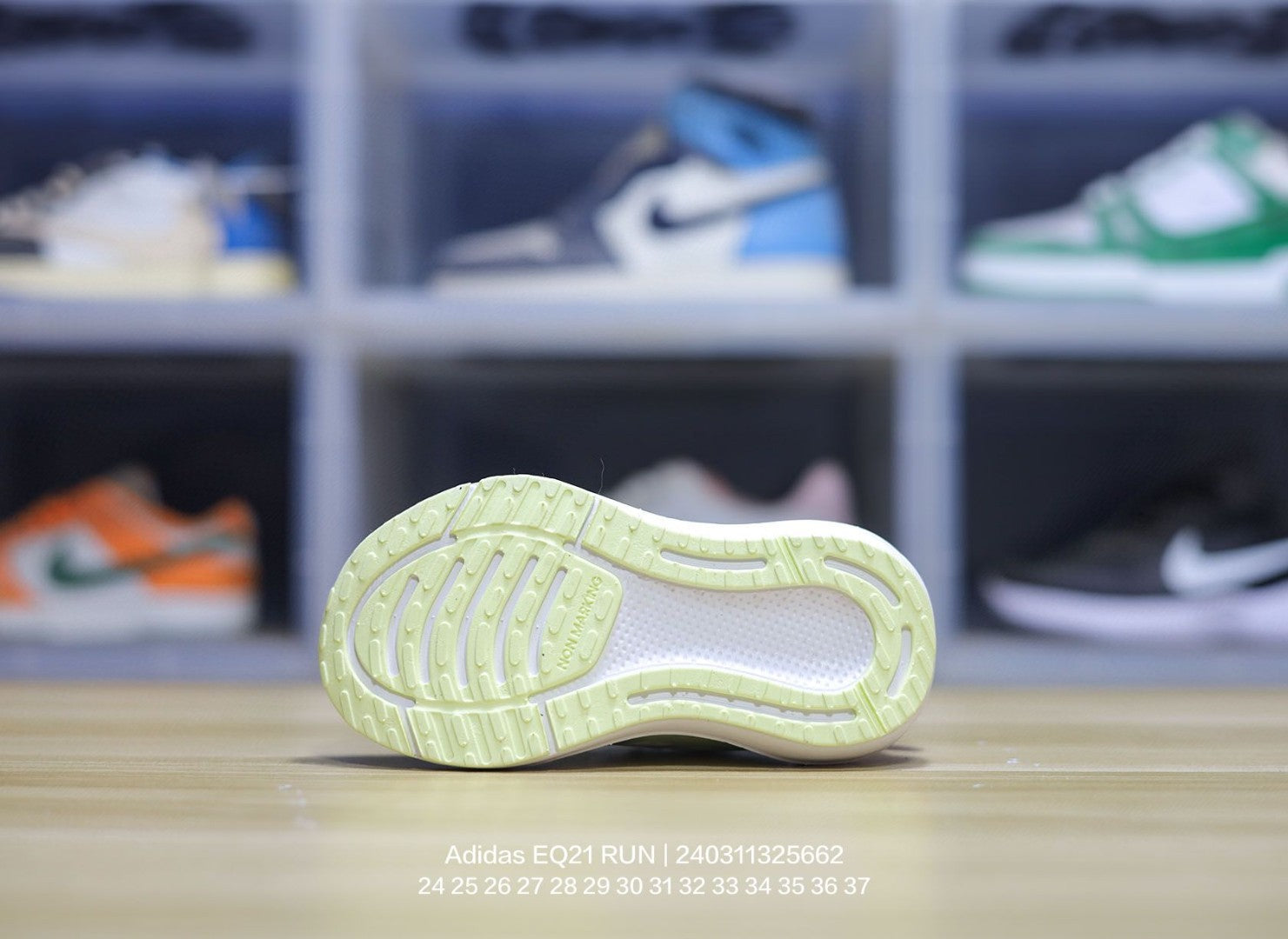 EQT Adidas popcorn lock shoes for children" white, lime green"