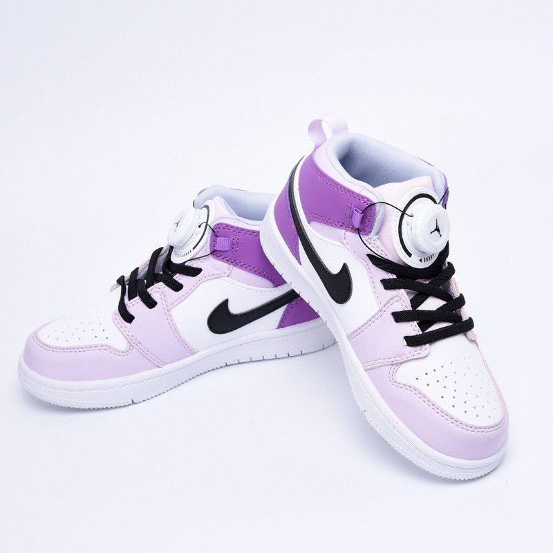 Joe 1 rotating button high top children's shoes" white, purple"
