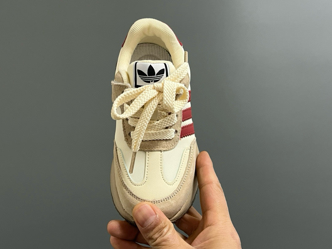 Adidas three stripes Velcro children's shoes " cream, burgundy"