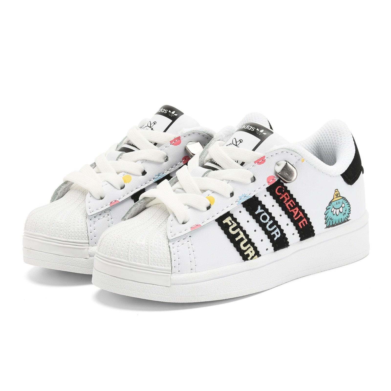 Adidas shell toe lace-up sneakers " white, black"