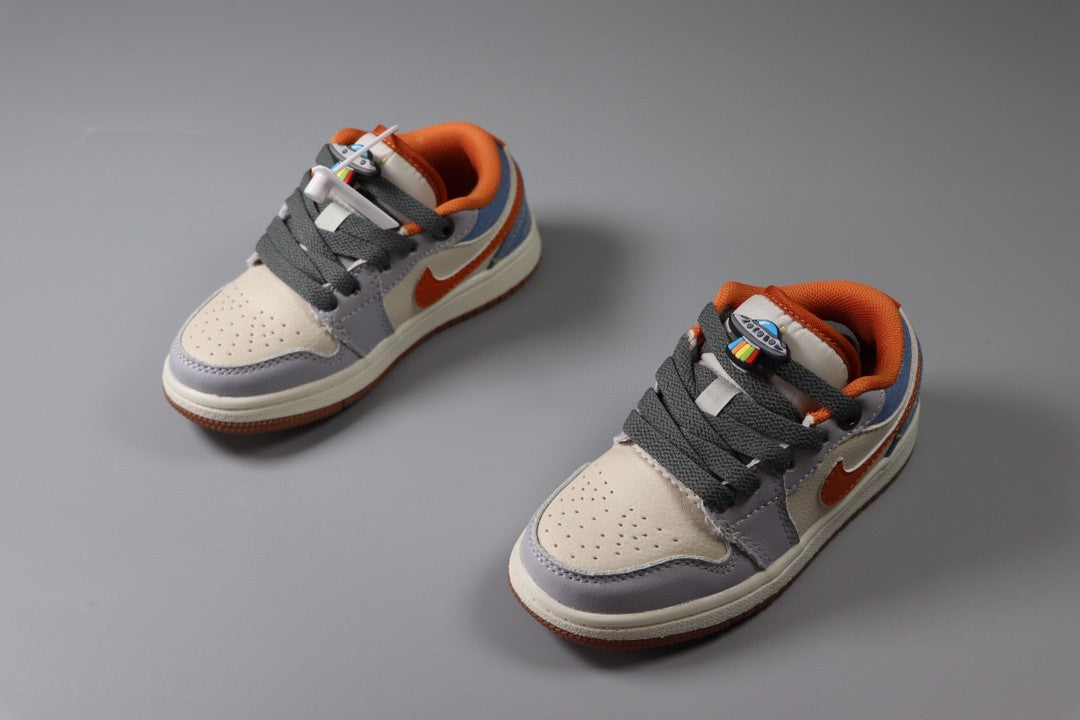 Jordan low-top first generation cartoon children's shoes" cream, red, gray"