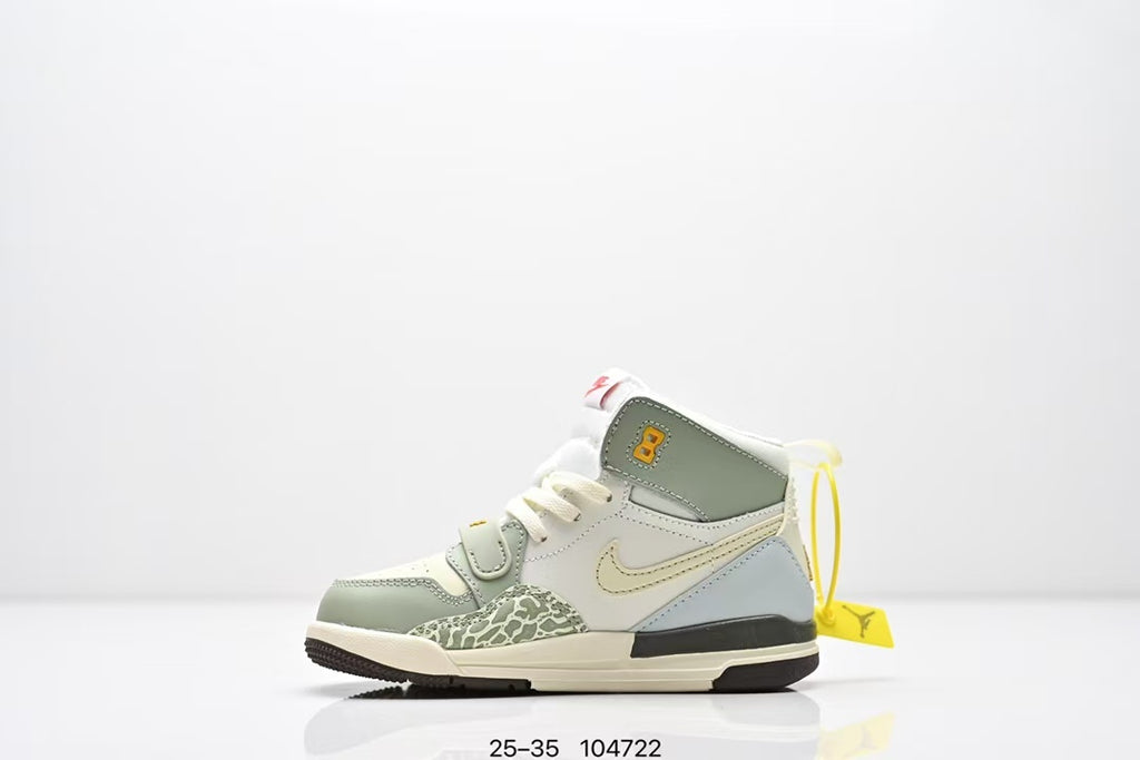 Jordan 312 high top children's shoes full second layer leather" light green, cream, light blue"