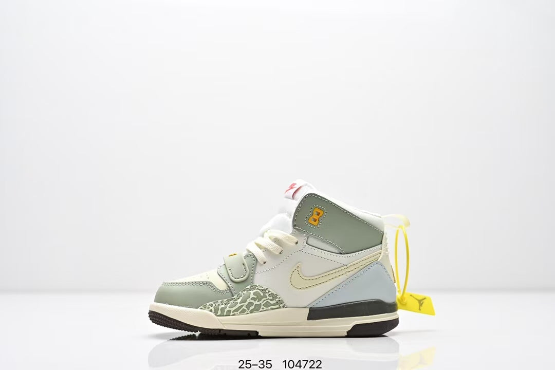 Jordan 312 high top children's shoes full second layer leather" light green, cream, light blue"
