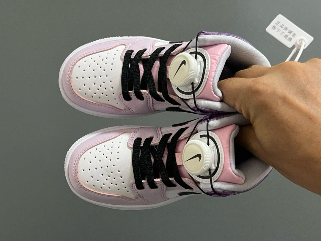 Joe 1 Zhongbang lock children's sports shoes" white, purple"