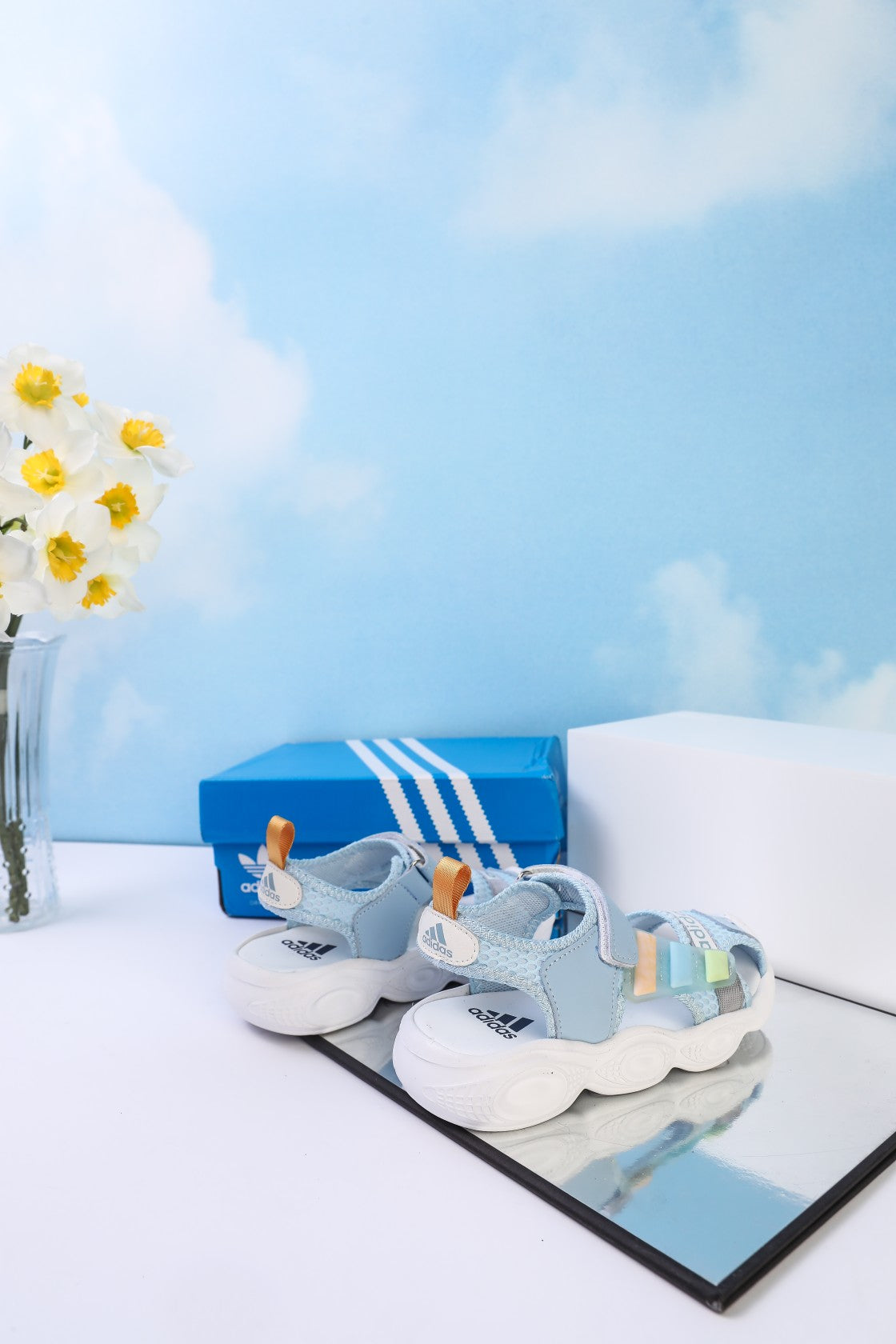 Adidas closed toe sandals" light blue"
