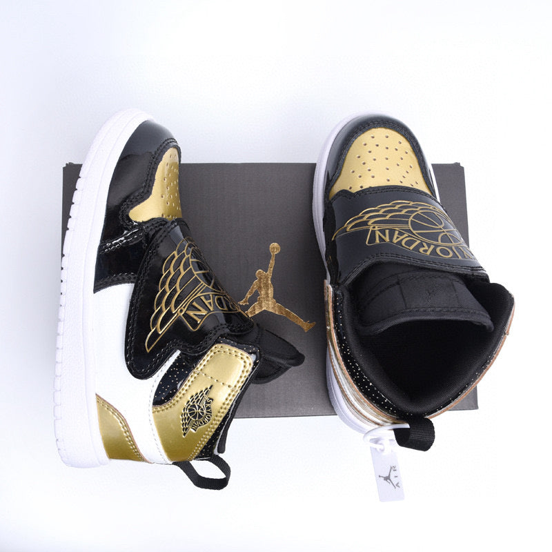 Jordan Wings Kids Shoes" white, black, gold"