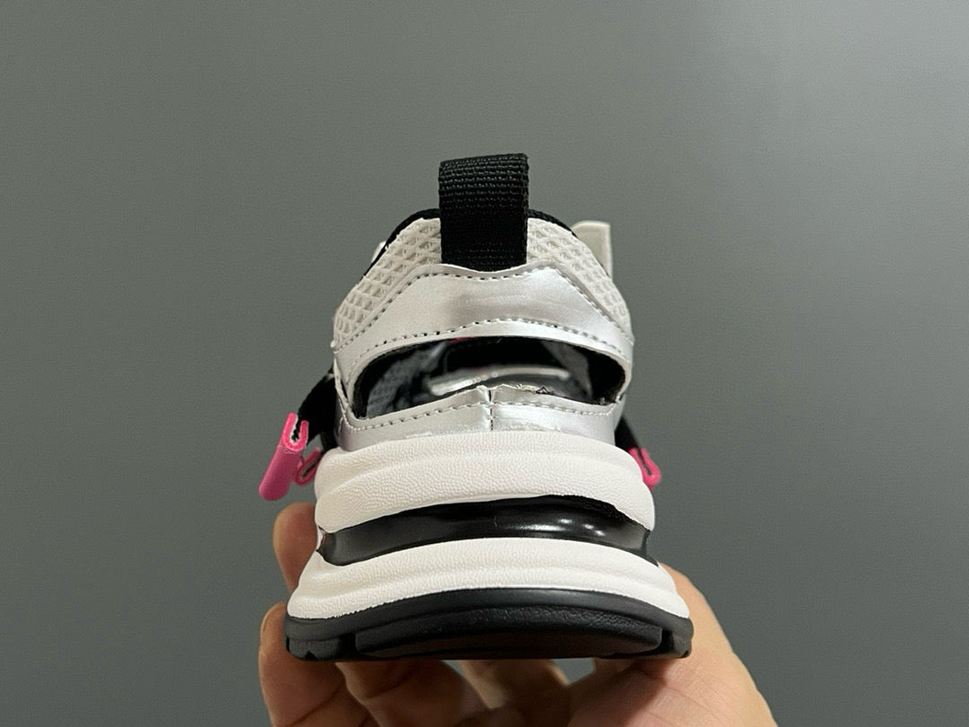 Nike Velcro Mesh Daddy Shoes for Kids" white , silver"