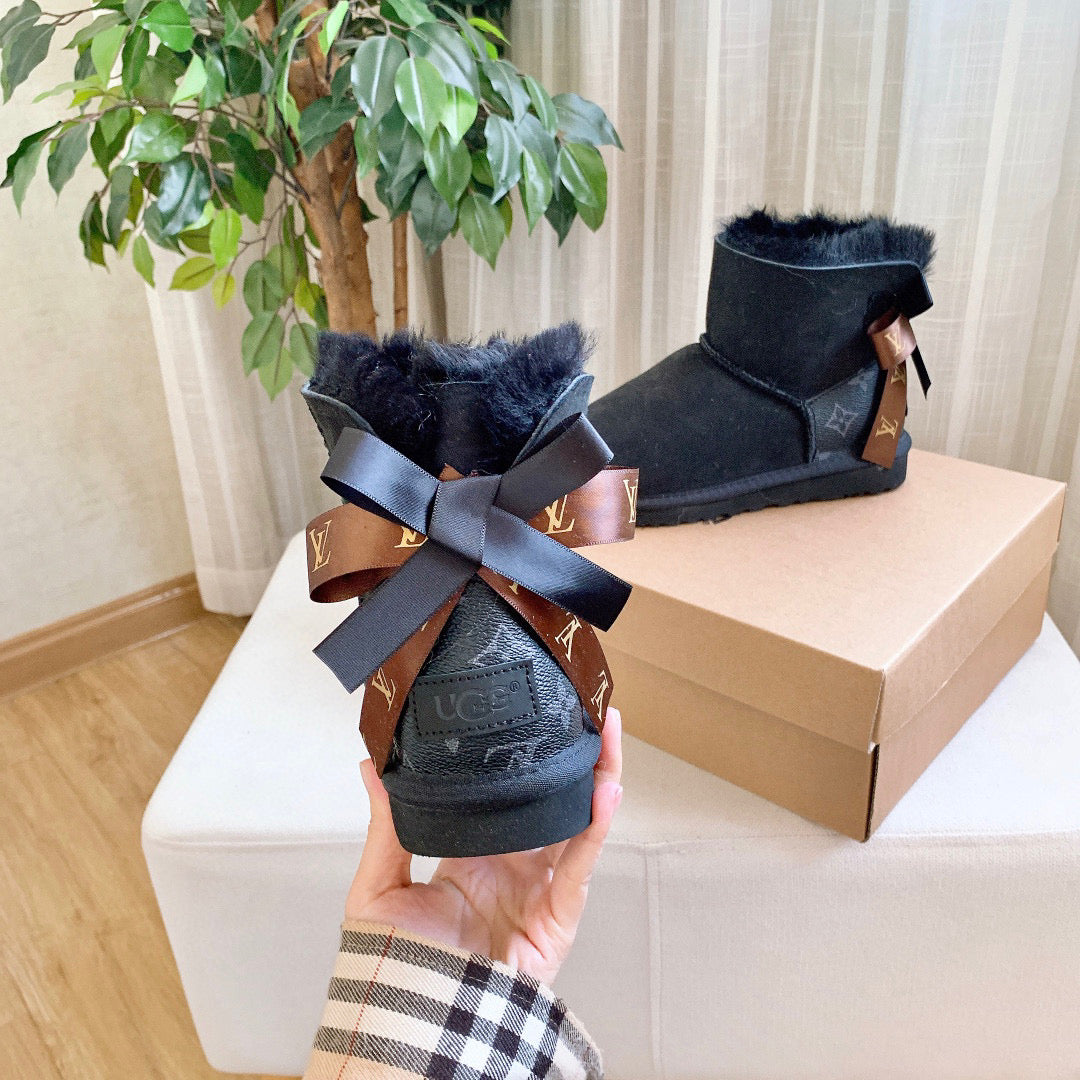 UGG co-branded wool integrated snow boots" black"
