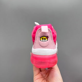 Nike AIR MAX plus full-length air cushion"  warm yellow , pink , & light orange"