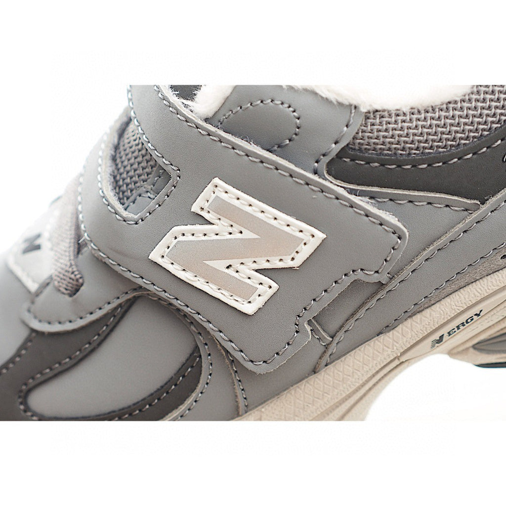 NB 2002 Velvet Elastic Velcro Children's Shoes" Gray"