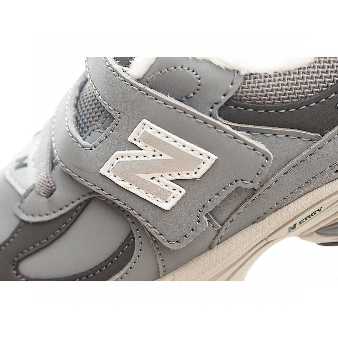 NB 2002 Velvet Elastic Velcro Children's Shoes" Gray"